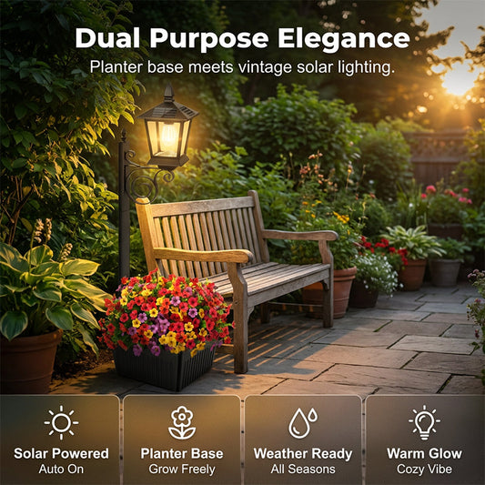🌿 Outdoor Solar Garden Light with Planter Base