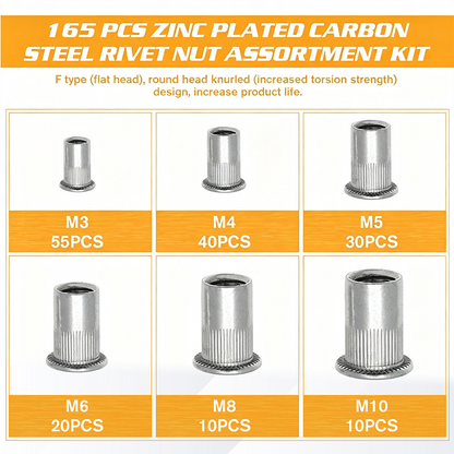 📢📢50% OFF !! ⏰Knurled Rivet Nut Assortment Kit