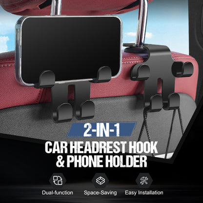 2-in-1 Car Headrest Hook & Phone Holder