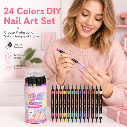 💅 BUY 2 GET 1 FREE! 🎨 24‑Color Nail Art Pens – Dual‑ended, precise & vibrant ✨
