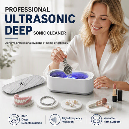 Multifunctional Ultrasonic Cleaner for Jewelry, Watches & Dentures, 3W Cordless Deep Cleaning