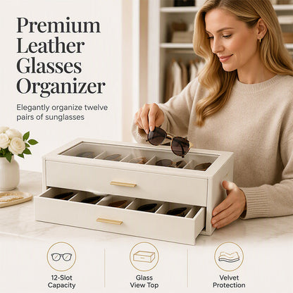 🕶️ LIMITED-TIME 50% OFF! ✨ PU Leather Sunglasses Organizer – Multi-slot, Soft Liner, Elegant 🧳