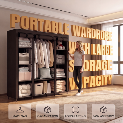 🏠 LIMITED-TIME 50% OFF! 🧵 Easy‑Assemble Non‑Woven Fabric Wardrobe – Spacious, Sturdy, Dust‑proof ✨