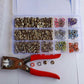 9.5mm Brass Prong Snap Buttons Set with Fastener Pliers