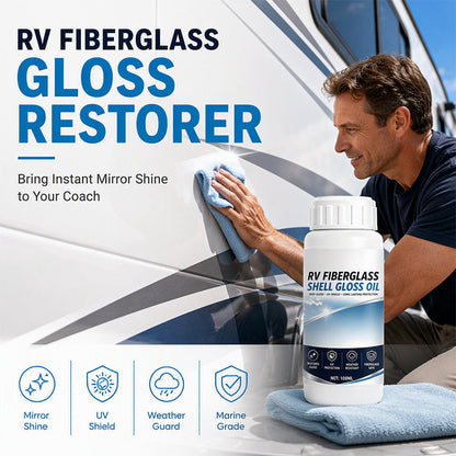 🚐 LIMITED-TIME 50% OFF! ✨ RV Fiberglass Gloss Oil Shine Restorer – UV Protection, Mirror Shine, Easy Apply 💧