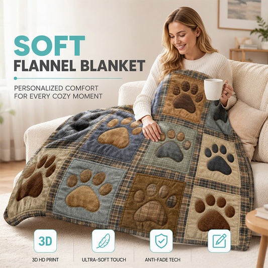 🐾 LIMITED‑TIME 50% OFF! ✨ Cute Paw Print Soft Flannel Blanket – Snuggly, Light‑Warm, Decorative 🛌
