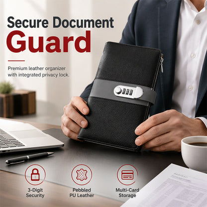 🔐 LIMITED-TIME 50% OFF! ⚡ Password Lock Financial Binder – PU Leather with 3-Digit Combo & Zipper Pocket ✨
