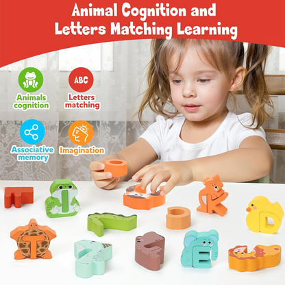 🧸 LIMITED-TIME 50% OFF! ✨ 26-Piece Wooden Letter & Animal Matching Toy – Safe, Educational, Toddler Learning 📖