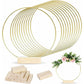 Gold Metal Floral Hoop Centerpiece with Wooden Stand