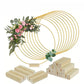 Gold Metal Floral Hoop Centerpiece with Wooden Stand