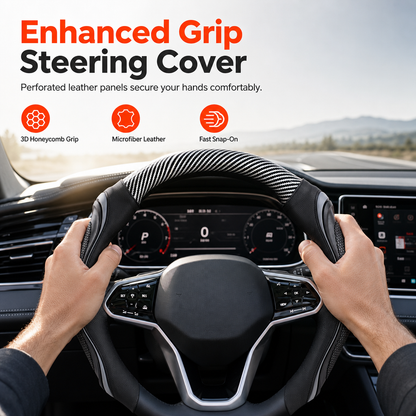 🚗 LIMITED-TIME 50% OFF! ⚡ Universal Carbon Fibre Steering Wheel Cover – Non-slip, Sporty, Comfortable 🔥
