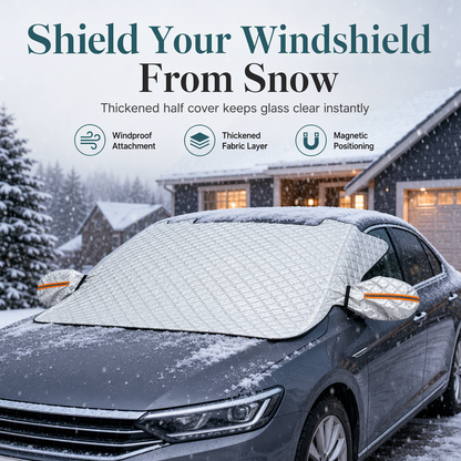 ❄️ LIMITED-TIME 50% OFF! 🚗 Thickened Magnetic Car Windshield Snow Cover – Half Cover for Sedans & SUVs ✨