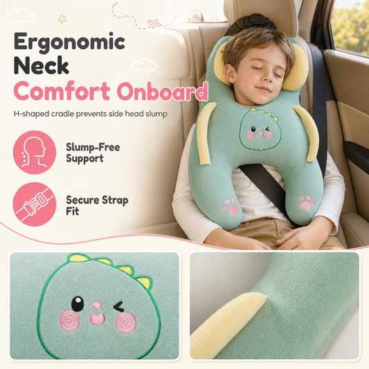 🚗 LIMITED-TIME 50% OFF! 👶 Kids Car Neck Pillow – H-Shape Head Support, Anti-Slump, Washable ✨