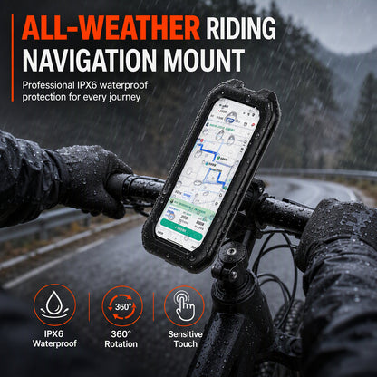 🚲 LIMITED-TIME 50% OFF! 💧 Waterproof Bike & Motorcycle Phone Holder – IPX6, Touchable, 360° Rotatable ✨