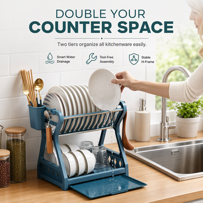 🍽️ LIMITED-TIME 50% OFF! ⚡ Multi-Layer Steel Dish Drying Rack – Vertical Storage, Drip Tray, Tool-Free Install ✨