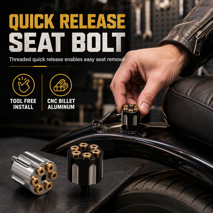 🏍️ LIMITED-TIME 50% OFF! ⚙️ Motorcycle CNC Quick Release Seat Bolt – Tool-free, Anti-corrosion, Stylish ✨